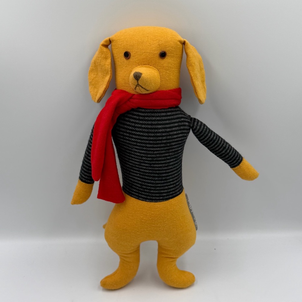 Nap From The Land of Nod’ Yellow Plush Dog Scarf Rare Odd Puppy Stuffed Toy